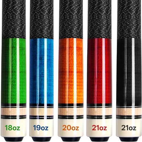 AKLOT Pool Cues,58" Pool Cue Stick Canadian Maple Wood Billiard Cues Sticks for Professional Billiard Players 18 19 20 21 oz - color: 5-piece Set