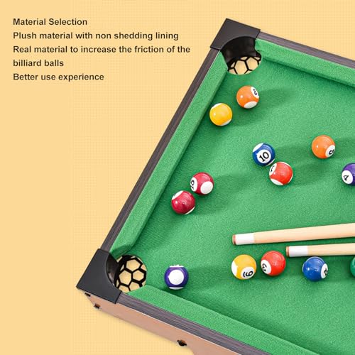 Billiards Game 51x31cm Portable Excellent Impact Resistance Large Space Pool Table 16 Billiard Balls 2 Sticks 1 Tripod Desktop Billiards for Parent Child Interaction Office