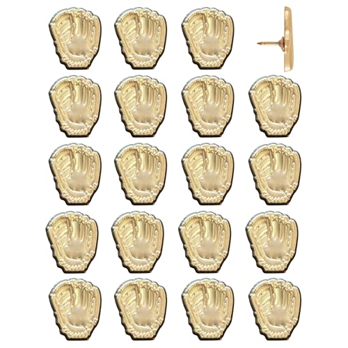 Baseball Glove Push Pins - Gold Baseball Glove Map Pins for Cork Boards, Maps, or Lapel Use - Designed in USA - Set of 20 - color: Baseball Glove - Gold, size: Set of 20