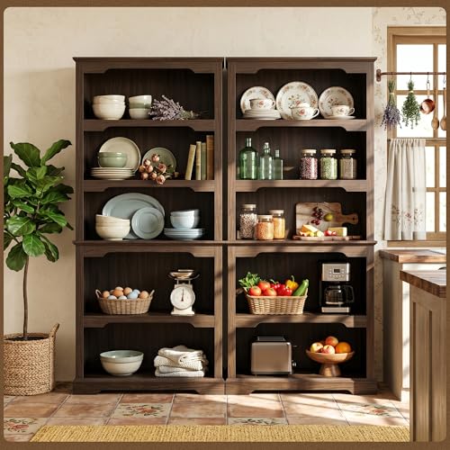 Tall Bookcase, 70 inch Height, 5-Tier Open Storage Shelf, 31.5 in Wide Standing Bookshelves for Home, Office, Bedroom, School, Library, 31.5W * 11.81D *70H (Walnut, Open Storage) - color: Walnut