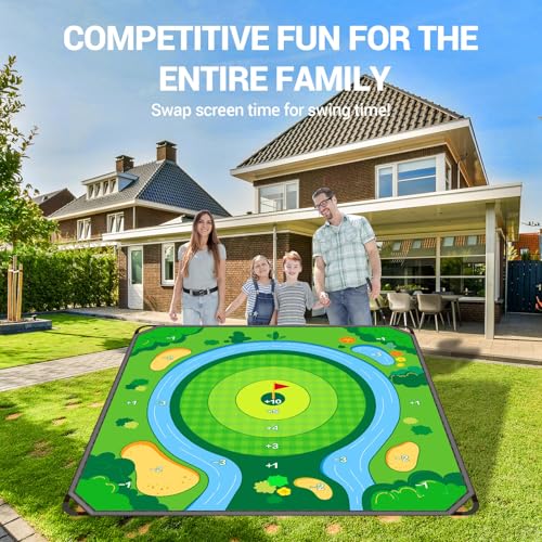 70" x70''Battle Golf Chipping Game, Double-Sided Sticky Golf Battle Mat with 30 Sticky Balls and 10 Darts for Adults Dads and Junior Golfers - Indoor and Outdoor