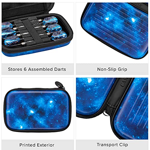 Casemaster Sentinel 6 Dart Case, Holds Extra Accessories, Tips, Shafts and Flights, Compatible with Steel Tip and Soft Tip Darts, Impact & Water Resistant Tactech Shell, Galaxy - color: Tactech Shell Galaxy