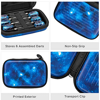 Casemaster Sentinel 6 Dart Case, Holds Extra Accessories, Tips, Shafts and Flights, Compatible with Steel Tip and Soft Tip Darts, Impact & Water Resistant Tactech Shell, Galaxy - color: Tactech Shell Galaxy