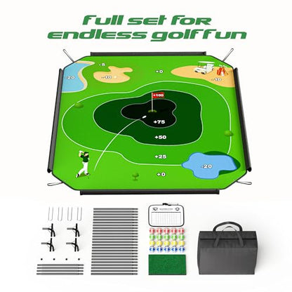 72" x 58" Battle Golf Chipping Game - 2-in-1 Sticky Golf Game Set, Large Chipping Mat with 20 Sticky Balls for Chipping Practice - Fun Family Party Game for Indoor and Outdoor Use - size: 72" x 58" Standard Set
