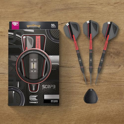 Target Darts Scope Steel Tip Swiss Point Darts, 90% Tungsten Dart Set | Steel Tip Dart, Red & Black Darts, Professional Dart Set with Swiss Points & Tool | Barrel 01/02/03/04 –21G/22G/23G/24G/25G - size: 24G, style: Barrel 02