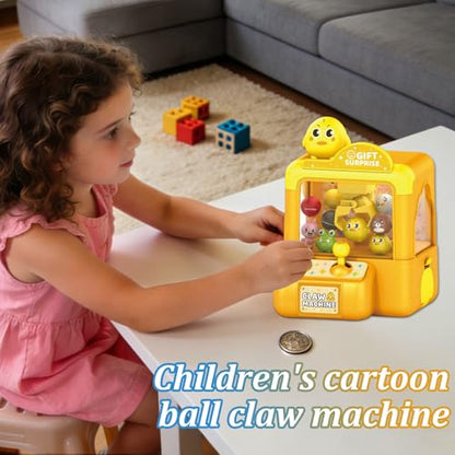 Mini Claw Machine for Kids Small Vending Machine Toys Adorable Animal Theme Arcades Game Party Toy Birthday Gifts for Children,3.7X5.1in - color: Yellow