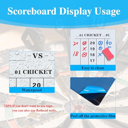 Soft & Rollable Dart Scoreboard with Dry Erase Markers and Eraser - Easy to Install and Clean - Waterproof Surface for Cricket and '01 Games - size: Large