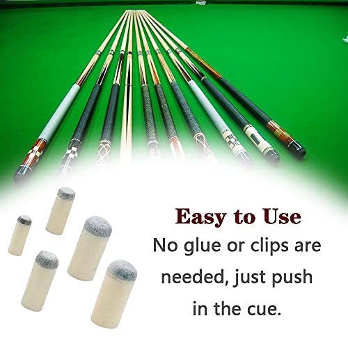 100 Pcs Pool Cue Tips,Push-in Snooker Replacements Accessories | Slip on Billiard Tips, No Glue or Tools Required, 5 Sizes,9mm/10mm/11mm/12mm/13mm