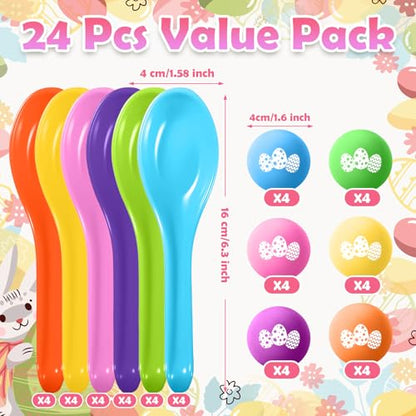 JellyArch 48 Pcs Easter Egg Spoon Race Game Sets for Kids, Easter Game Spoon Relay Race Toy Set for Family Activity Indoor Outdoor Holiday Decorations Party Favors Birthday Supplies (Egg)