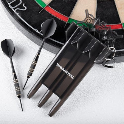 Steel Tip Darts Set 23g, 3 Pack with Brass Barrels and Case | 23g steel tip darts, 21g brass barrels, integrated flights, sharpener, slim case, for bristle dartboards