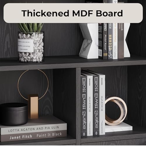 IRONCK Bookshelf with Doors, Book Shelf with Storage Shelves, 74.6 in Tall Bookcase for Home Office, Living Room, Bedroom, Black - color: Black