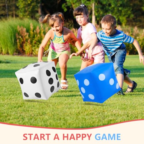 KISEER 3 Pcs 14" Jumbo Inflatable Giant Dice for Outdoor Game Pool Party (White, Blue, Red)