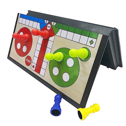 KIDAMI Mini Magnetic Ludo Travel Board Game Set, Folding Design and Light-Weight, Gift for Kids Toddlers (7.64 × 7.64 inches) - color: Ludo