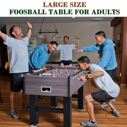 58 Inch Large Size Foosball Table Adult Size, Full Size Soccer Game Table w/2 Balls, Leg Levelers & Heavy-Duty Legs, Durable Arcade Football Table for Game Room, Home, Office, Party