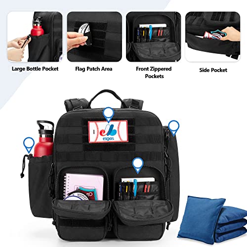 DSLEAF Cornhole Backpack Holds 16-24 Cornhole Bags, Cornhole Patch Bag with Padded Shoulder Straps and Extra Pockets for Tossing Games (Patent Design)
