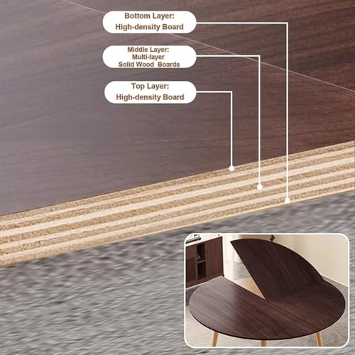 Foldable Round Wood Table Top Extender - Diameter 47 inch, 29lbs | Indoor, dark walnut, folds for easy storage, no legs, fits 4-6 people, catering party tables , kitchen dining room tabletop - size: D-47.24IN
