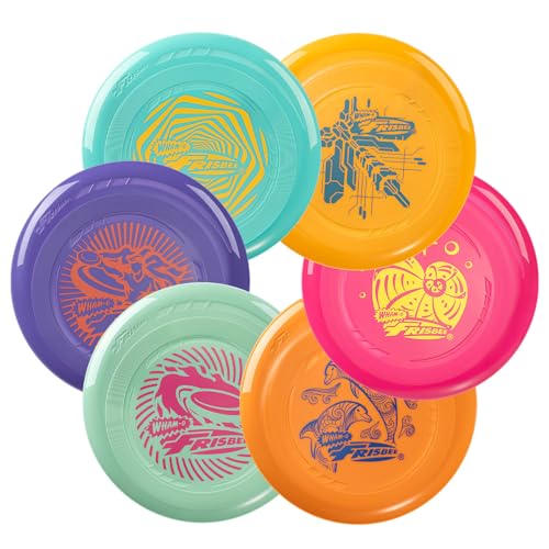 Frisbee Go Flying Disc, 9 Inch Lightweight Sports Disc for Beginners Outdoor Beach Backyard Lawn Park Camping Family Activity Game - 70g - color: V-6PACK, size: 9 Inch