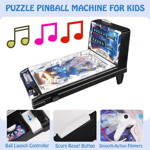Desktop Pinball Machine Toy, Mini Electronic Ball Shooting Game with Lights and Scoreboard, Nostalgic Arcade Machine for Office and Home, Pinball Game Favor