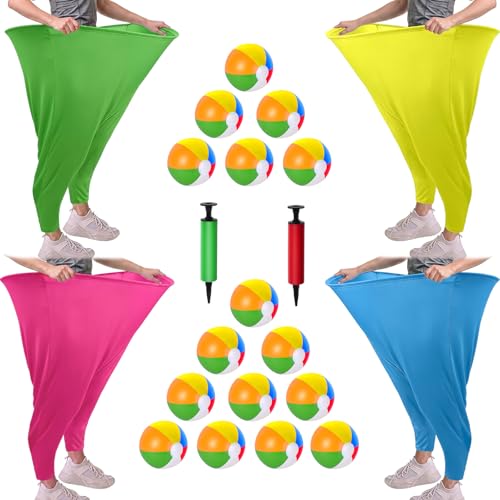 22 Pcs Granny Pants Yard Game Giant Colorful Granny Pants with Inflatable Bouncy Balls & Air Pumps Funny Outdoor Indoor Lawn Party Games for Adults Family Team Building Party Backyard Activities