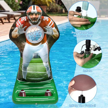 Pool Games Set, Inflatable Football Toss Pool Game, Floating Summer Pool Game for Kids Adults & Teens, Water Toys for Swimming Beach Backyard, Outdoor Family Party Fun Toys Gift for Boys Girls