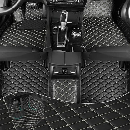 Car Floor Mats Fit for Dodge Dart 2013-2016 All Weather Durability Leather Car Floor Mats, Skidproof Pedal, Waterproof, Wear-reistant(Black Beige) - color: Black Beige