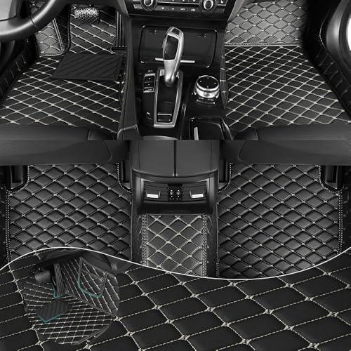 Car Floor Mats Fit for Dodge Dart 2013-2016 All Weather Durability Leather Car Floor Mats, Skidproof Pedal, Waterproof, Wear-reistant(Black Beige) - color: Black Beige