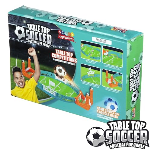 Tabletop Soccer Game - Portable Mini Soccer Goal with 4 Balls Included | Desktop Hand Soccer Training Toy. Fun Desk Game for Office, Work & Travel. Great Gift for Kids & Adults - style: Soccer