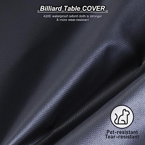 PATIKIL 7 Feet Billiard Pool Table Cover, Waterproof Outdoor Indoor 420D Polyester Dustproof Sun Rain Protection Billiard Table Covers for Patio Table Snooker Billiard Table, Black - size: 7 feet