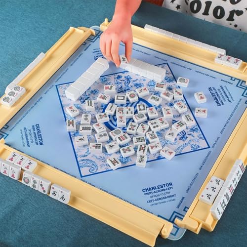 4 Pcs 18.7 Inch Creamy Yellow Acrylic Mahjong Tile Racks with Pushers for Game Night American Mahjong Racks Tile Set for Mah Jong Lovers and Beginners - color: Creamy Yellow