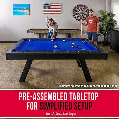 GoSports 7 ft Pool Tables with Wood Finish - Choose Your Style - Modern Billiards Table with 2 Cue Sticks, Balls, Rack, Felt Brush and Chalk - style: Blue, Black Wood Finish