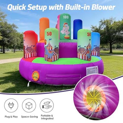 6.6x4.5Ft Inflatable Ring Toss Game with Built-in Blower, Giant Inflatable Ring Toss, Circus Carnival Target for Indoor/Outdoor Party, Family Gathering