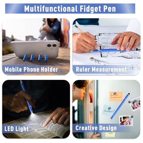 Gifts for Men Fidget Pen, Back to School Supplies, Anniversary Birthday Gifts for Teens Him Boyfriend, College School Supplies Gift for Teachers Teens Boys Girls, Multifunction Pen Cool Stuff Gadgets - color: Blue