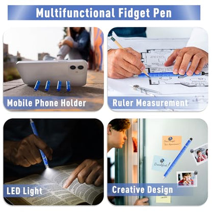 Gifts for Men Fidget Pen, Back to School Supplies, Anniversary Birthday Gifts for Teens Him Boyfriend, College School Supplies Gift for Teachers Teens Boys Girls, Multifunction Pen Cool Stuff Gadgets - color: Blue