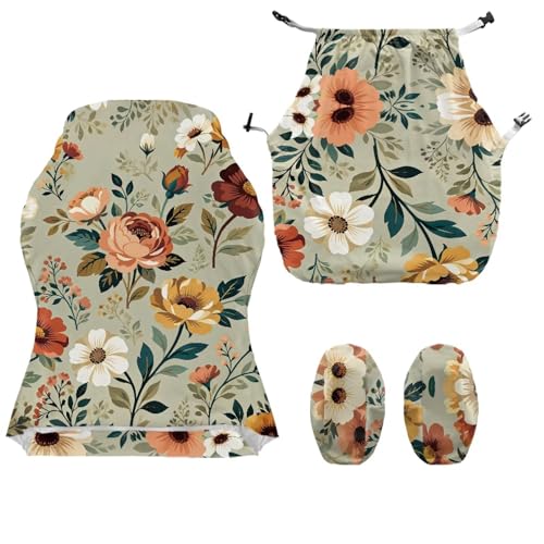 Suobstales Peony Flower Pattern Stretchable Gaming Chair Cover with Armrest Protector Washable Elastic Computer Chair Slipcover Anti-Slip Easy to Install Water-Repellent for Office Use - color: Peony Flower