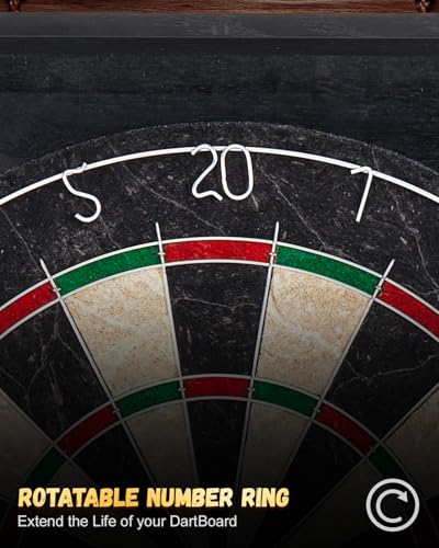 Sisal Dart Board Cabinet Sets, Decorative Dart Boards for Adults [6*Steel Darts] - Wooden Dartboard Cabinet with Integrated Scoreboard for Family Game Rooms - [Wolf Head]