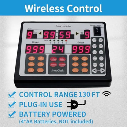 YZ LED Basketball Scoreboard with Shot Clock, Digital Scoreboard with Control Panel, Electronic Scoreboard with Timer Clock, Digital Score Keeper Outdoor