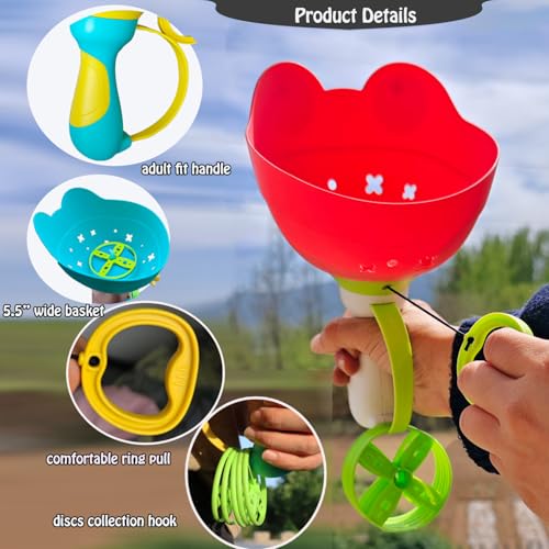 Disc Launcher Toy Kids Yard Flying Spinner Fairy Hover Helicopter Propeller Toy Outdoor Capture Catching Chasing Game Gift for Boy Girl Age 4 5 6 7 8 9 10 with 12 mini Discs