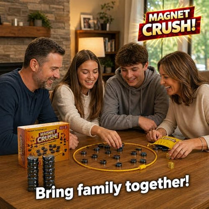 Magnet Crush Magnetic Strategy Board Game for Kids & Adults, Fun Tabletop Magnet Placement Game, STEM Educational Toy, Family Party Game, Travel Game, Puzzle Brain Teaser, Gift for Ages 9+ - color: Yellow