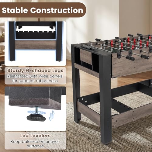 Goplus 3-in-1 Swivel Game Table, 49'' Combo Game Table with Foosball, Pool Billiards & Table Tennis for Adults, Indoor Arcade Table with Legs for Family Game Room Party