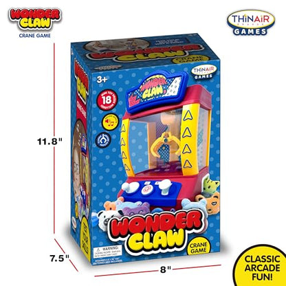 Thin Air Brands Wonder Claw Machine Crane Game for Kids - Arcade Style with 9 Stuffed Animal Prizes and 9 Balls, Sound Effects - Perfect Birthday Surprise Toy Grabber Arcade Game