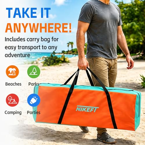 Giant 4 in a Row Game with Quick-Release Slider & Cup Holders, 43" Tall x 46.5" Wide Jumbo Yard Game, 46 Rings & Heavy-Duty Carrying Bag, Perfect for Parties and Camping - color: Orange+Green