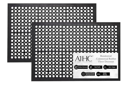 A1 Home Collections New All Purpose Anti Fatigue Versatile Rubber Floor Non-Slip Mat with Drain Holes, Workplace Mat, Restaurant Kitchen Mat, Commercial Utility Garage Floor Mat - 24" x 36" (2 Pack) - size: 2 Pack - 36"L x 24"W x 0.6"Th