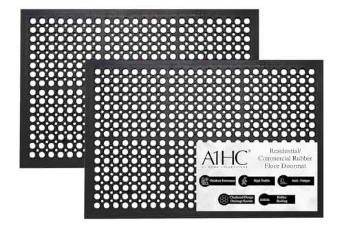 A1 Home Collections New All Purpose Anti Fatigue Versatile Rubber Floor Non-Slip Mat with Drain Holes, Workplace Mat, Restaurant Kitchen Mat, Commercial Utility Garage Floor Mat - 36" x 60" (2 Pack) - size: 2 Pack - 60"L x 36"W x 0.6"Th