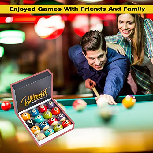 Billmart Premium Billiard Balls Pool Table Accessories 2-1/4" Regulation Size 16 Pool Balls Billiard Set | Premium - color: Premium Bright