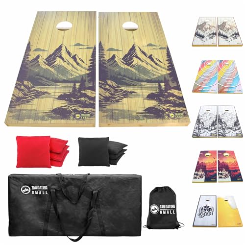 Cornhole Board Set 4FTx2FT Solid Wood Regulation Size Cornhole Set Includes 8 Cornhole Bags for Adults - color: Brown Colorado