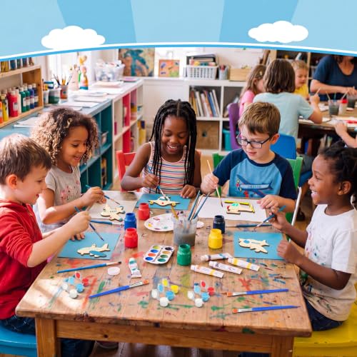Saypacck 24 Pcs Airplane Party Favors Wooden Painting Craft Kits Birthday Party Supplies with Organza Bag for Goodie Bags Fillers Adult Thank You Gifts - style: Airplane