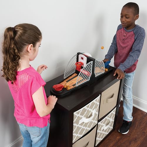 EastPoint Tabletop Movin Hoops Arcade Basketball Hoop - Black & Red, 2-Player - LED Scoreboard for Indoor Basketball Game - Spring-Loaded Launchers for Kids Toys - Durable Plastic Build for Boys Toys
