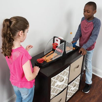 EastPoint Tabletop Movin Hoops Arcade Basketball Hoop - Black & Red, 2-Player - LED Scoreboard for Indoor Basketball Game - Spring-Loaded Launchers for Kids Toys - Durable Plastic Build for Boys Toys