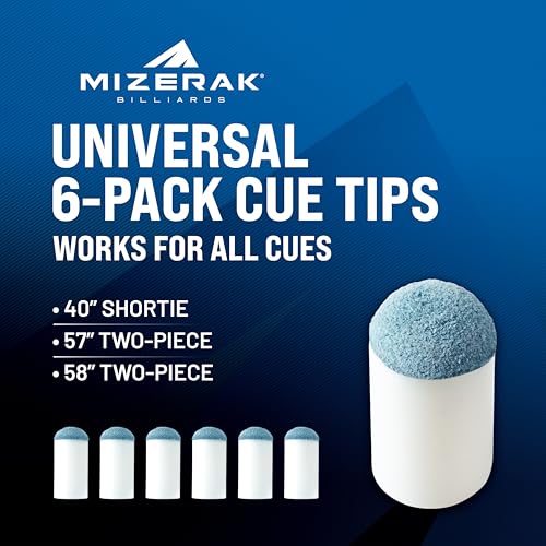 Mizerak Slip-On Cue Tips – 12mm & 13mm Pool Cue Tip Replacements – Universal Fit, No Glue Needed – Instant Fix for Worn Tips