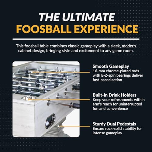 Hathaway Montecito 55 inch Foosball Table Adult Size for Family Game Rooms - With Smooth Playfield, Dual Abacus Scoring, ABS Weighted Players, Sturdy Leg Levelers & 2 Foosballs – Driftwood
